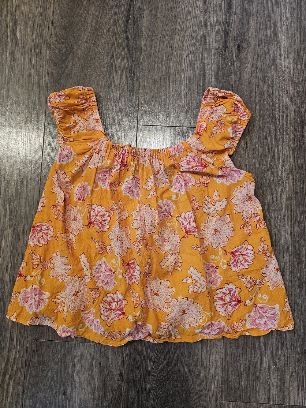 Old Navy Floral Square-Neck Sleeveless Top in Orange and Pink- Size Small